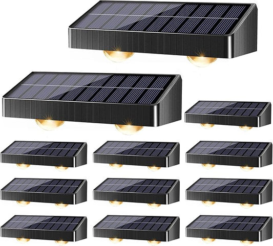Brizled Solar Fence Lights Outdoor, 12 Pack 6 Modes 2700/4500/6500K 250ml Fence Solar Lights, IP65 Waterproof Outdoor Wall Light Landscape Lighting for Backyard Garden Patio Deck Railing Wall Poolside