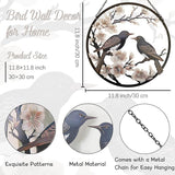 POXOHO Metal Bird Wall Art, 12" Round Wall Decor, Dark Brown, For Living Room, Bedroom, Office