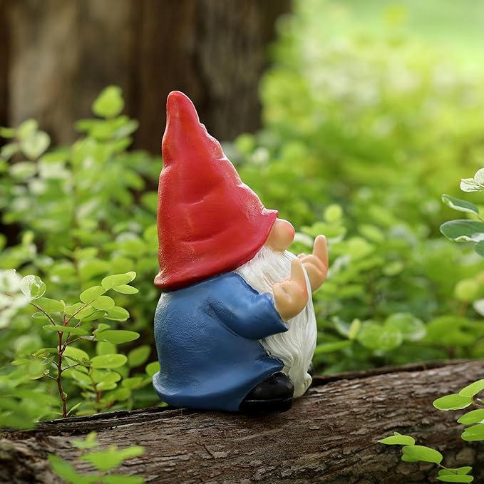 Middle Finger Gnome Mini 5.1in,Double Bird Gnome - Naughty Funny Outdoor Decoration for Yard Patio Lawn Ornament and Home Decor,Fairy Garden