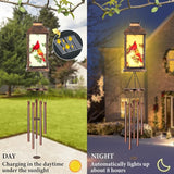 Cardinal Wind Chimes for Outside, 37" Hanging Memorial Solar Wind Chimes for Outside, Solar Lantern Christmas Cardinal Gifts for Women Mom Windchimes Outdoors for Patio Garden Decor Birthday