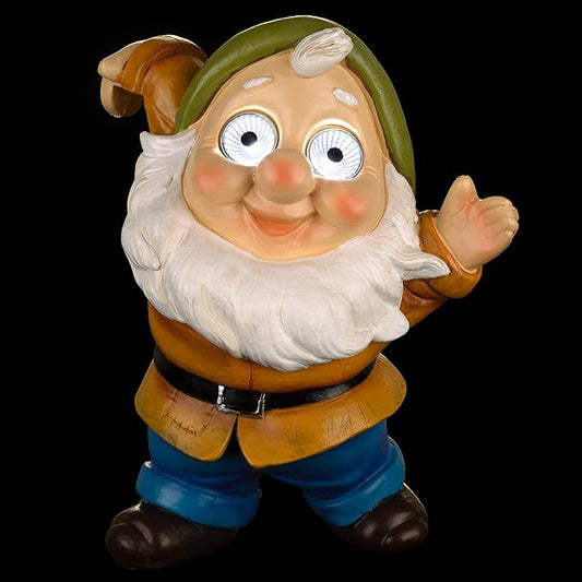 Blazin' Gnome Solar Garden Decorations | Hanging Outdoor Patio Decor, Gnome Figurine, Lawn Ornaments | Solar Statue for Terrace, Balcony, Deck | Weather Resistant | Patio Gift | Auto On/Off - (Yellow)