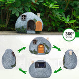 mopha Garden House Statues, Funny Gnomes Fairy Garden Lights Figurine,Mini Gnome Resin Solar Powered Outdoor Decor Patio Yard Lawn Ornament Decoration