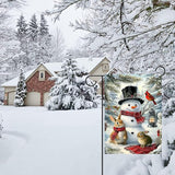 Winter Garden Flags 12x18 Double Sided, Small Burlap Outdoor Holiday Farmhouse Rustic Snowman Bunny Xmas Garden Flag Christmas Decorations Yard Lawn Porch Flags for Outside Decor