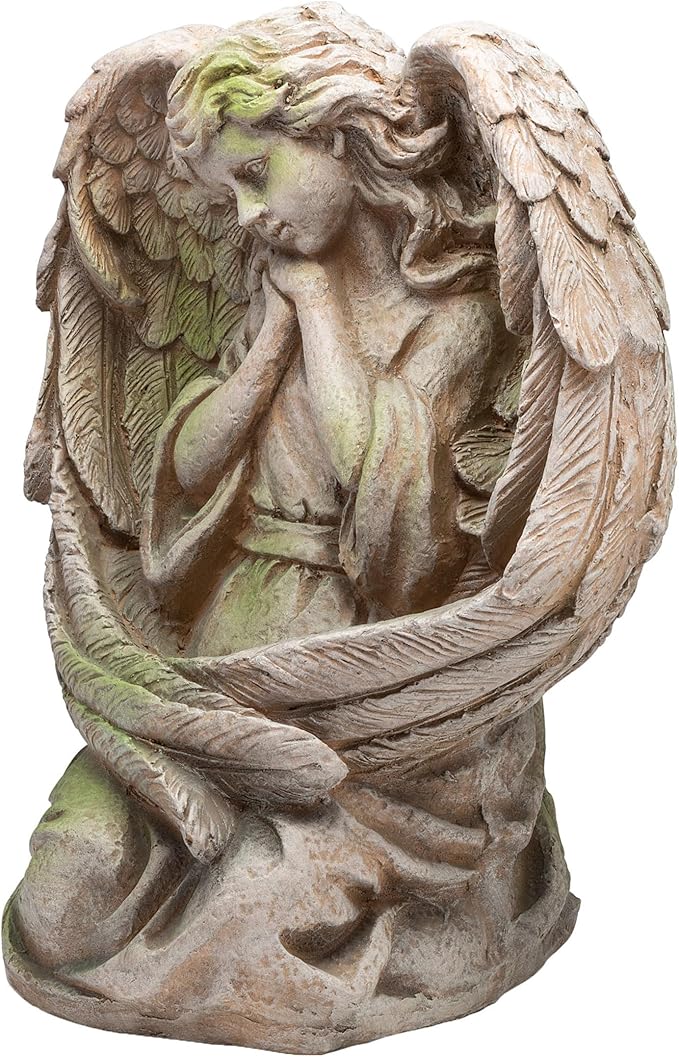 Alpine Corporation 19" Tall Old World Guardian Angel Outdoor Garden Statue