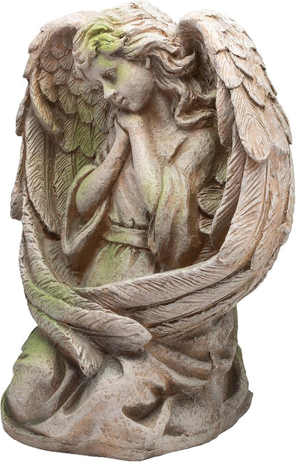 Alpine Corporation 19" Tall Old World Guardian Angel Outdoor Garden Statue