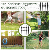 MorningRo 4 Pcs Garden Hose Guide Spike 12 Inch Heavy Duty Metal Hose Support Spike Aluminum Decorative Garden Stakes Protector to Keeps Flower Beds Plant Yard Lawn (Thatched)