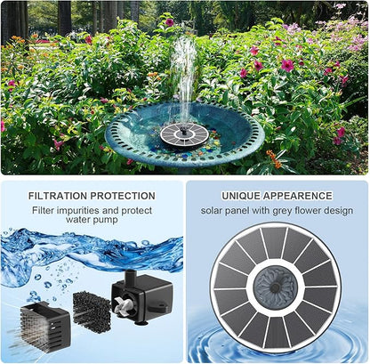 Yzert Solar Fountain for Bird Bath Direct Sunlight High Efficiency 3.5W Glass Panel Solar Water Fountain Outdoor Garden Flower (White)