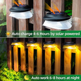JSOT Outdoor Fence Lights, Solar Gutter Lights Waterproof, 2 Installations Methods for Deck Garden Porch Garage Wall Patio Backyard - Warm White, 6 Pack