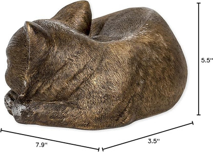 Roman Garden - Bronze Sleeping Cat Statue, 3.5H, Collection, Resin and Stone, Decorative, Gift, Home Outdoor Decor, Durable, Long Lasting