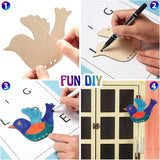 Taiyin 50 Pieces Bird Wooden Wind Chime Craft Kit for Kids DIY Make Your Own Wind Chimes Decorative Wooden Hanging for Classroom Outdoor Garden Patio Balcony Arts Crafts Supplies