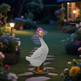 Goose Garden Statue: 12'' Funny Goose Yard Decor, Outdoor Lawn Patio Porch Housewarming Birthday Gifts for Women (White)