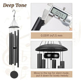 38" Large Aluminium Wind Chimes 38" with Deep Tone Sound, Coolest Metal Windchimes Outdoors with Pine Wood Striker, Unique Gift for Mom, Garden Decoration(38" Black Thick)
