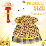 FuWeave Spring Goose Outfit Sunflower Lawn Porch Cement Goose Sunmer Clothes Skirts Hat Wig Forgarden Outdoor Patio Yard Statue Art Decor(Cherry,23 Inch)