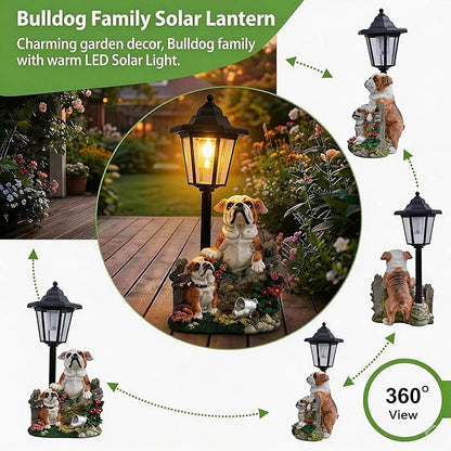 Bulldog Solar Lights Outdoor Garden Decor Waterproof Resin Dog Statues Yard Art Gifts Patio Lawn Pathway