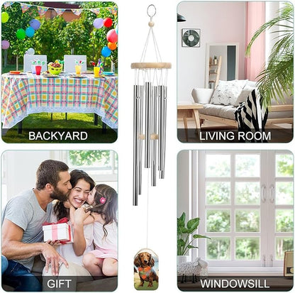 Large Aluminium Wind Chimes 20.5" Inches Dachshund Tropical Painting Art Wind Chimes for Outside Memorial Wind Chimes Sympathy Wind Chime for Outdoor Garden Patio Decoration