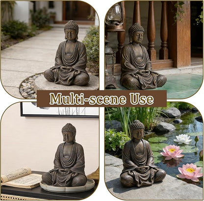 9.8" Buddha Statue Outdoor, Resin Garden Buddha Statue, Buddha Statues Indoor for Home Decor, Buddha Garden Statues Zen Decor for Yard, Patio, Lawn