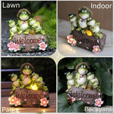 Funny Frog Statues for Garden - 7'' Mom & Babys Solar Frog Garden Decor Frog Garden Statue for Yard Patio Porch Lawn Birthday Mother's Day Housewarming Outdoor Decor Gifts for Women Mom.