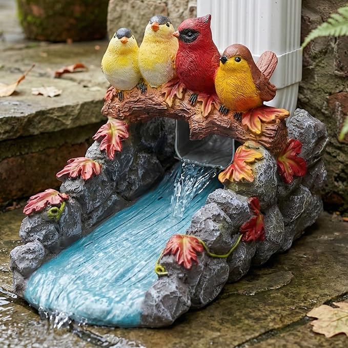 Birds Statue Gutter Downspout Extensions, Rain Gutter Downspout Splash Block Extender Cover Garden Yard Sculpture Decorative for 3" × 4" Downsout
