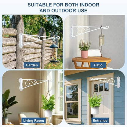 4 Pcs 10 Inch Swivel Hanging Planter Bracket Bird Feeder Hanger White Metal Plant Hanger for Wind Chimes Flower Baskets Lanterns Versatile Hangings Brackets Indoor Outdoor