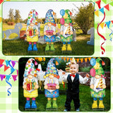 Umigy 3 Pcs 32 x 10 Inch Happy Birthday Yard Decor Outdoor Gnome Sign with Stakes Gift Boxes Cake Balloon Gnome Garden Sign Outdoor Yard Decor for Birthday Party Lawn Decorations