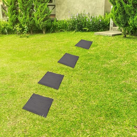 Pwshymi Stepping Stone Weatherproof Decorative Textured Pathway Outdoor Garden Dcor for Lawn, 4 Pack (Grey)
