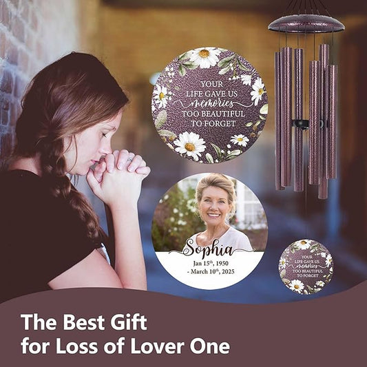 ASTARIN Personalized Deep Tone Wind Chime Memorial, Customized Sympathy Wind Chimes, Memory Wind Chimes for Loved Ones Lost, Bereavement Gifts Windchimes Outdoor, Produced in USA