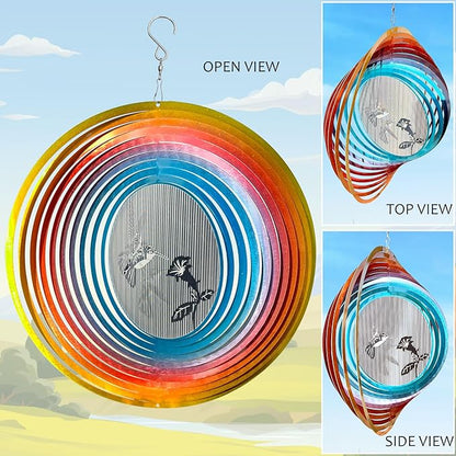 Aoedelyart 3D Animations Hummingbird Wind Spinner for Yard and Garden,12In Metal Wind Spinners Hummingbird Gift for Women Mom Grandma Wife,Outdoor Garden Decor Hanging Kinetic Yard Art Wind Sculpture