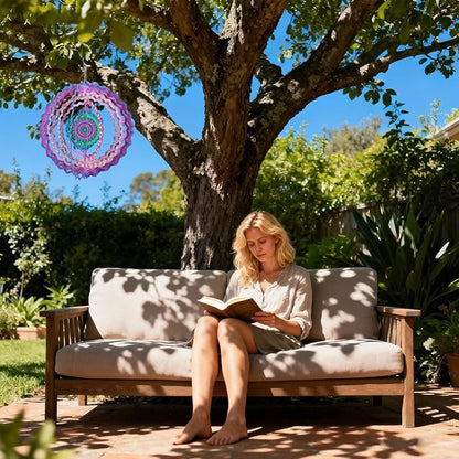 Stainless Steel Wind Spinner- 2Pcs 10 in Indoor Outdoor Garden Decoration, Unique Gift for Women, Men, Holidays (B)
