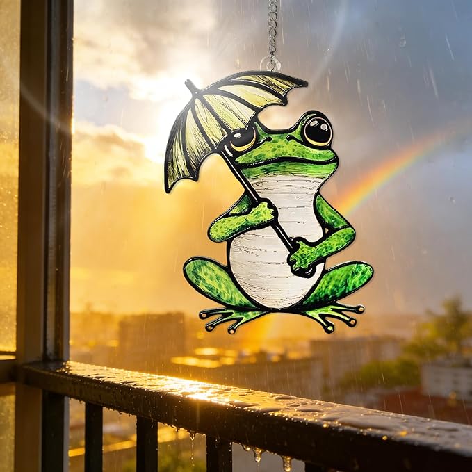 Frog Suncatcher, Stained Glass Frog Suncatcher Ornament, Frog Lovers Gift Ideas