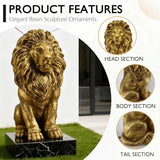 24" Large Golden Lion Statue for Garden, Outdoor Sculpture, Animal Decor for Yard Porch Entryway Patio Living Room (Large, Lion)