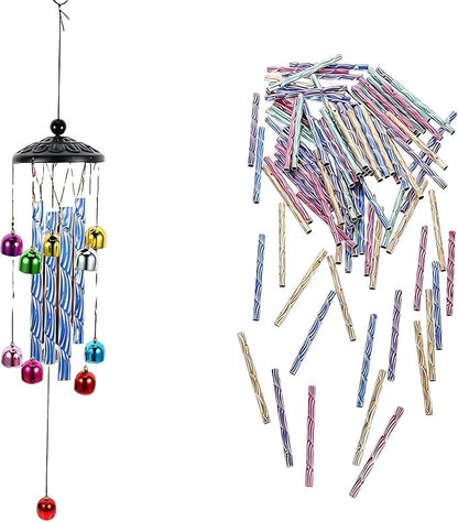 100Pcs DIY Wind Chime Tubes, Colorful Metal Aluminum Tubes for Crafts & Outdoor Garden Decorations, Assorted Pink, Green, Blue, Yellow, Purple, Wind Chime Parts & Replacement Bells for Patio & Yard