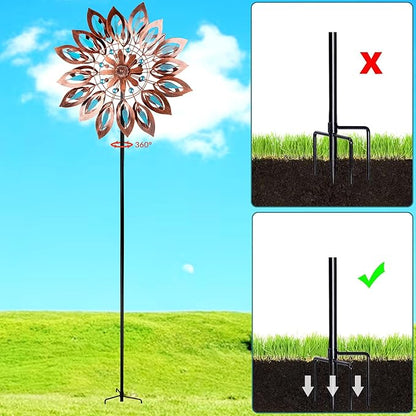 Wind Spinners for Outdoor Yard Decor, 360 Degrees Swivel Large Outdoor Metal Wind Spinner, 76" Wind Sculptures Garden Decor for Patio Lawn Yard