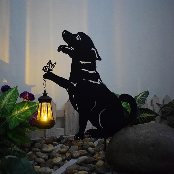 Cat and Dog Metal Decorative Garden Stakes, Silhouette Stakes Animal, Yard Art for Outdoor Decor, Patio, Lawn Ornaments, Cat/Dog Lovers Gifts - Set of 2 (Dog&Cat)