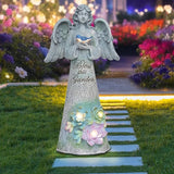 Angel Garden Statue Outdoor Decor, Angel Garden Holding Bird with Solar Lights, Gardening Gifts for Mom Grandma, Art Decoration Lawn Ornament Sculpture for Outside