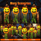Cuorung Halloween Decorations Outdoor Decor Hanging Lighted Glowing Pumpkin Witch Hat with 3 Modes Lighted Up Scary Orange Halloween Decorations for Indoor Outside Party Yard Tree Garden (4Pcs)