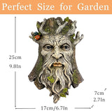 Teaeeno Whimsical Tree Face Garden Decoration, 11.8 in Tree Faces Decor Outdoor Wallmounted Statue Art with Leaf Features, Outdoor Decor Garden Accessory (Outdoors and Nature)