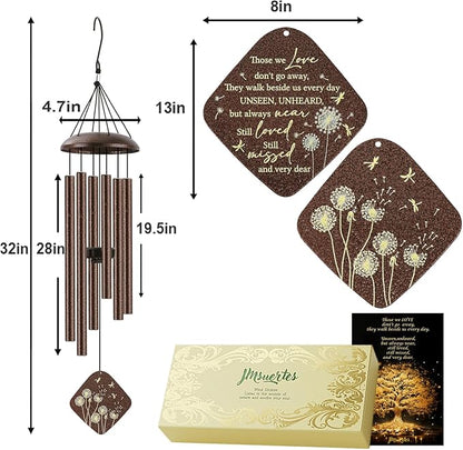 Memorial Sympathy Wind Chimes for Outside Clearance, Dragonfly Wind Chimes for Loss of Loved One Mother Father for Bereavement/Condolence/Funerary Gift Idea,32inch Bronze