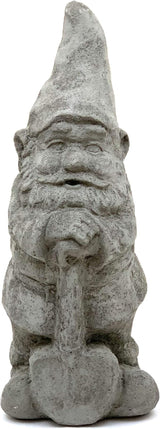 Vintage Garden Gnomes (Set/5): Solid Durable Stone Statue with Aged Texture. Sealed for Outdoor Use. Handcrafted USA. (Antique/Gray)