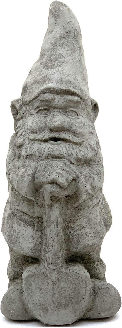 Vintage Garden Gnomes (Set/5): Solid Durable Stone Statue with Aged Texture. Sealed for Outdoor Use. Handcrafted USA. (Antique/Gray)