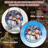 Christmas Decorations Stained Glass Window Hanging, Snowman Suncatcher for Window Hanging, Sun Catchers Indoor Windows Wall Art for Mom Grandma, Christmas Decor or Home Garden Office 7.87 inches