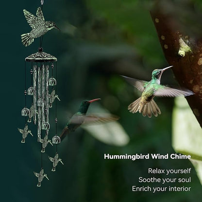 35" Hummingbird Wind Chimes for Outside, Hummingbird Wind Chimes Gifts for Mother's Day, Garden Decor for Outdoor Porch Patio Home Yard Decorations﻿