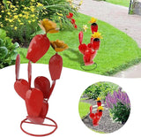 Omabeta 1PCS Metal Sculpture, Outdoor Metal Yard Art Lawn Decoration,Elegant Rustic Desert Decor for Garden Yard Patio, Red