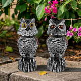 Hausse 2 Pack Fake Owl Decoy Bird Scarecrow Sculpture, 11.2 inch Wagging Head Plastic Owl Scare Birds Away, Owls Statue Nature Enemy Horned Pest Repellent for Outdoor Garden Yard