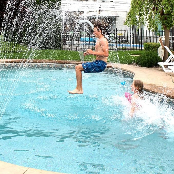 Water Powered Swimming Accessory Sprinkler Aerates with Color Changing LED Light Bulb for Use with 1.5 Inch Outlets (3 Pack)