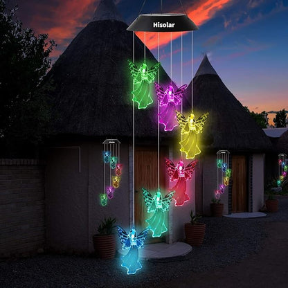 Angel Solar Wind Chimes Light Color Changing Solar Mobile Waterproof LED Solar Powered Wind Chimes for Home Party Yard Garden Decor,Gifts for mom Birthday Gifts