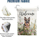 Spring Summer Garden Flag Floral German Shepherd Yard Flag Flower Dog Garden Flags for Outside Small Outdoor Welcome Flags 12x18 Double Sided