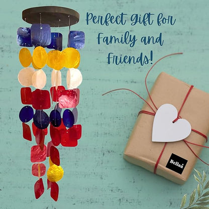 Bellaa 24872 Wind Chimes Outdoor, Garden Decorations, Musical, Indoor/Outside Windchimes, Beach, Gifts for Mom, Sea Glass Shells