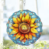 Sunflower Wind Spinner, Sunflower Stained Glass Wind Spinner, Wind Sculpture Sunflower Wind Spinners for Garden Patio Yard Decor
