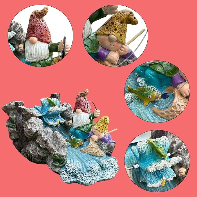 Gutter Downspout Extension Decoration Splash Block Gnome Outdoor Statues Garden Decor, 11.6" L x 6.9" W Larger Dwarf Gutter Downspout Garden Elf Sculpture Rain Concrete Pond Accessory, Gift for Mom