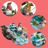 Gutter Downspout Extension Decoration Splash Block Gnome Outdoor Statues Garden Decor, 11.6" L x 6.9" W Larger Dwarf Gutter Downspout Garden Elf Sculpture Rain Concrete Pond Accessory, Gift for Mom